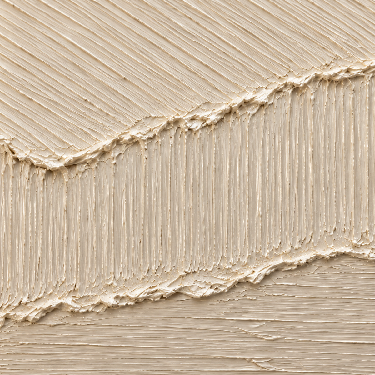 Ivory-Shear oil painting brushwork and impasto detail photographed from an oblique side angle