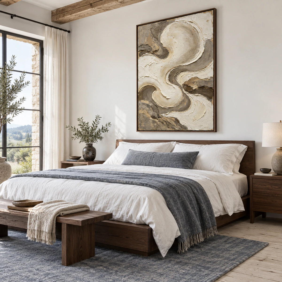 Ivory-Undertow anchoring a quiet, light-filled bedroom.