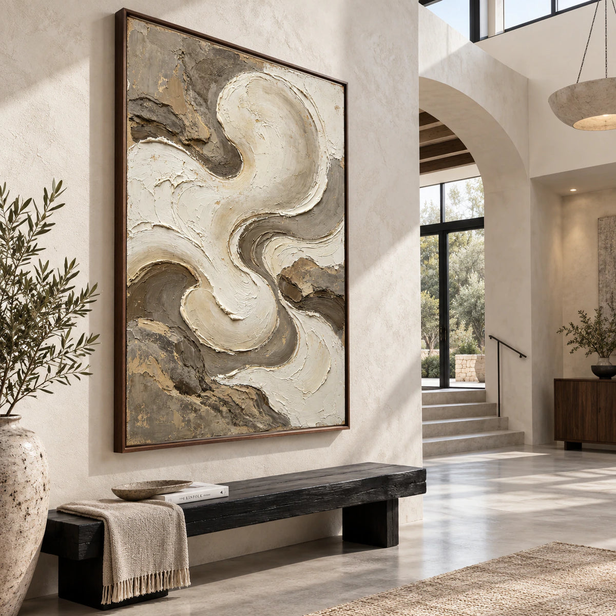 Ivory-Undertow presented at gallery scale in a bright foyer.