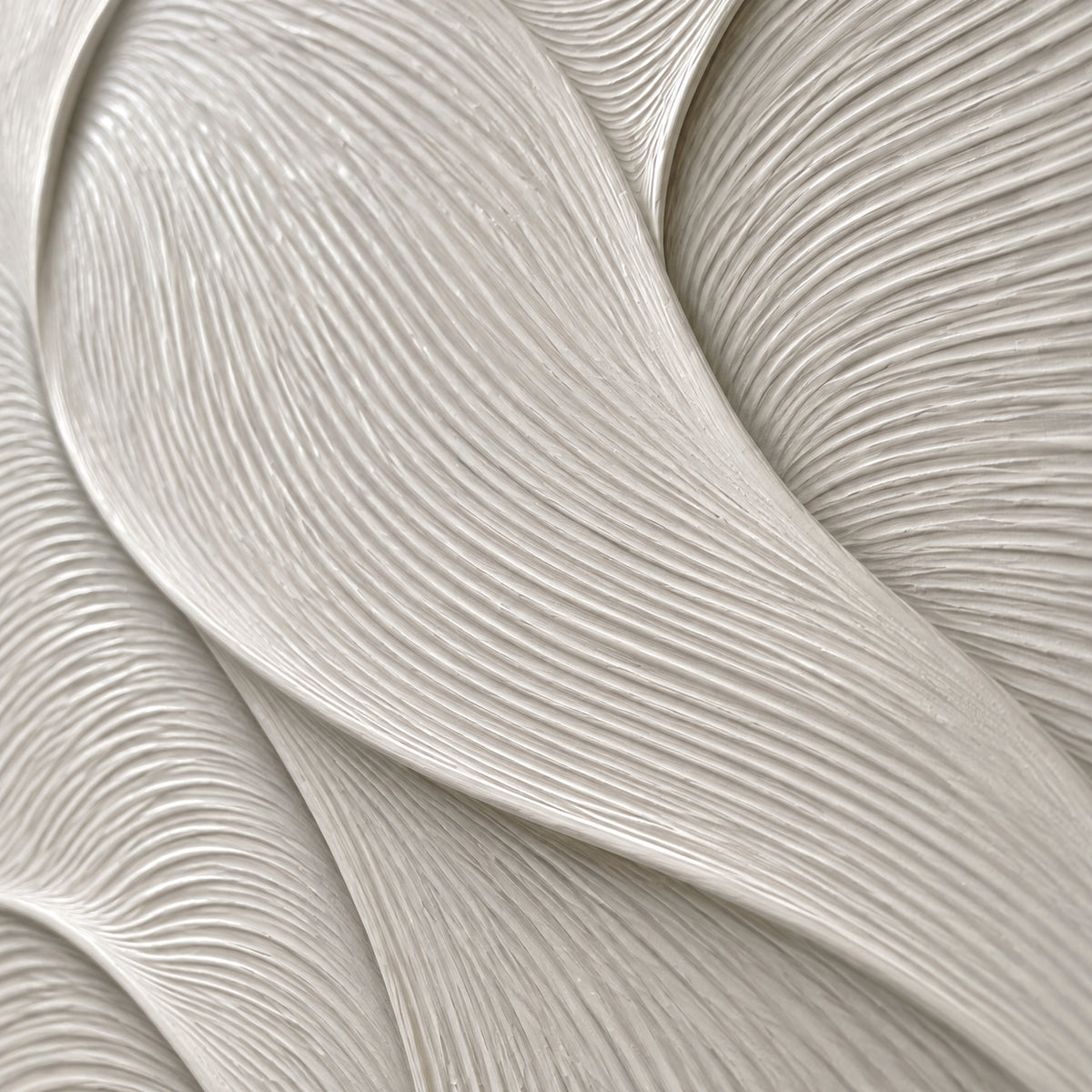 Ivory-Undulation oil painting brushwork and impasto detail photographed from an oblique side angle