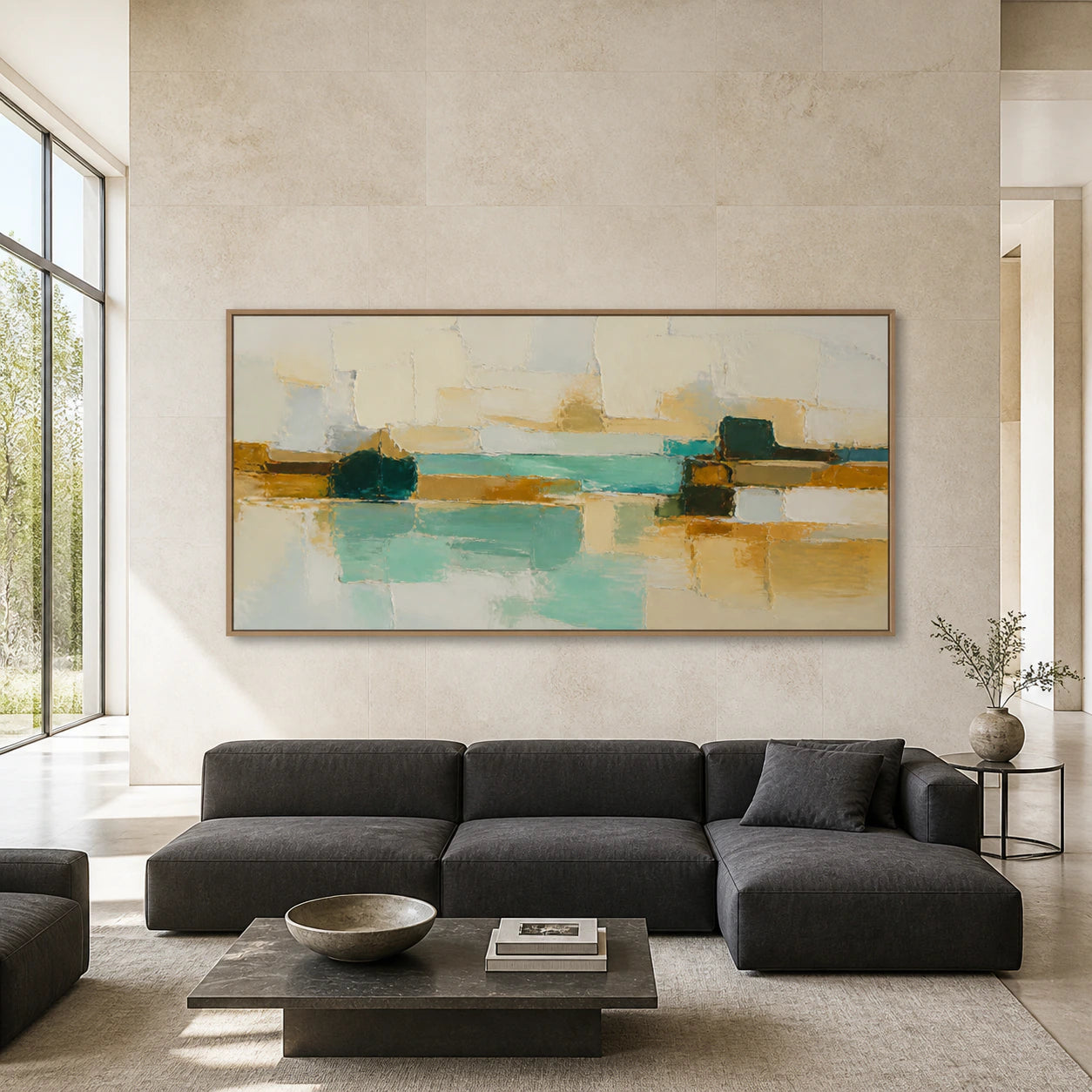 Lagoon-Masonry displayed at large scale in a bright, expansive straight-on living space.