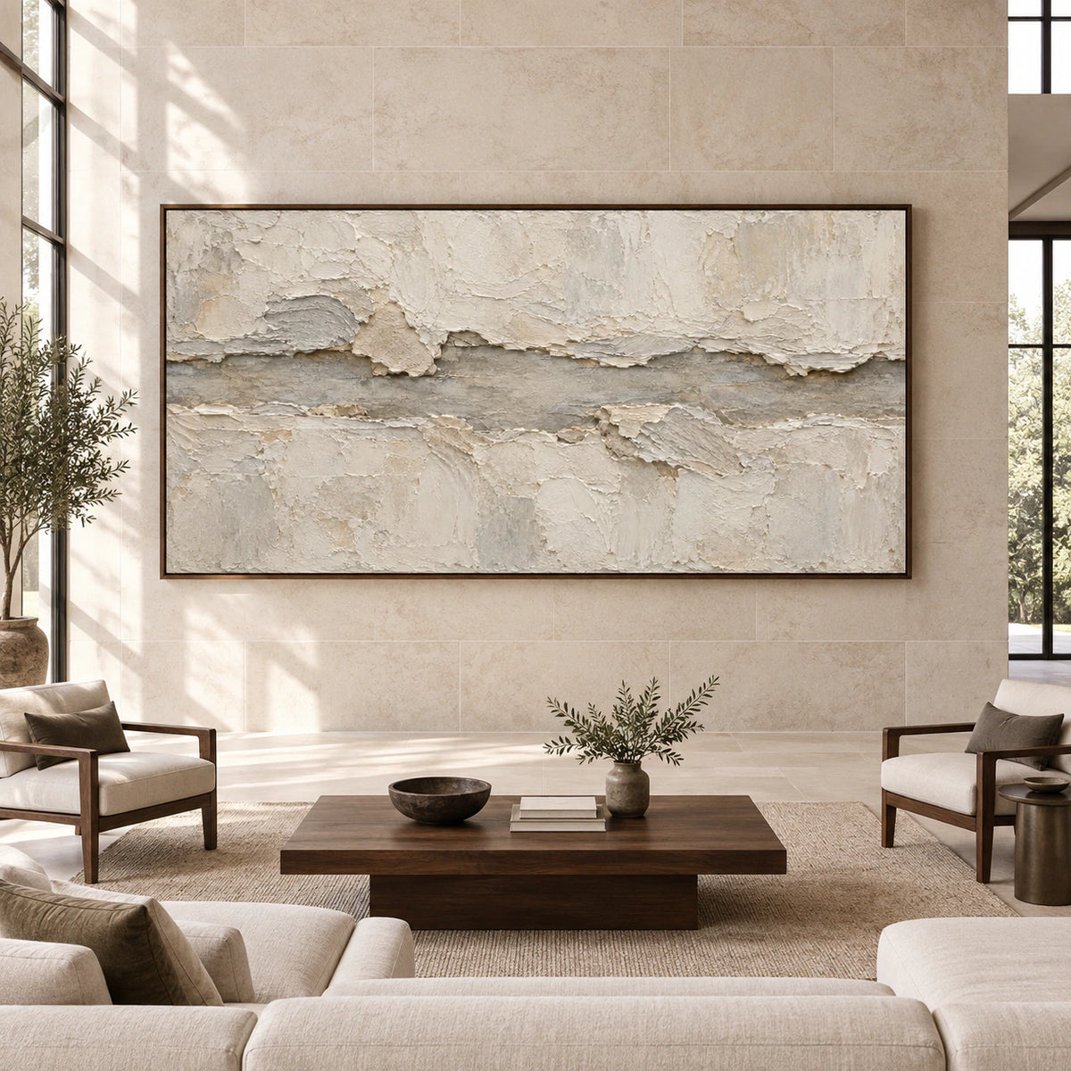 Limestone-Drift displayed at large scale in a spacious straight-on gallery interior.