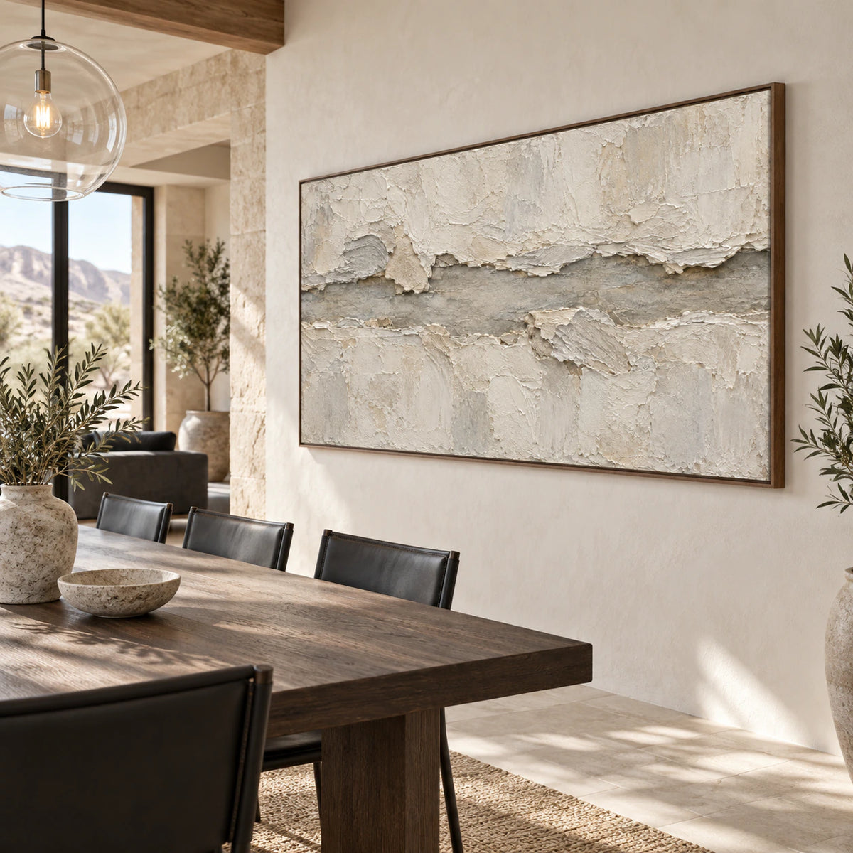 Limestone-Drift above a refined dining setting in daylight.