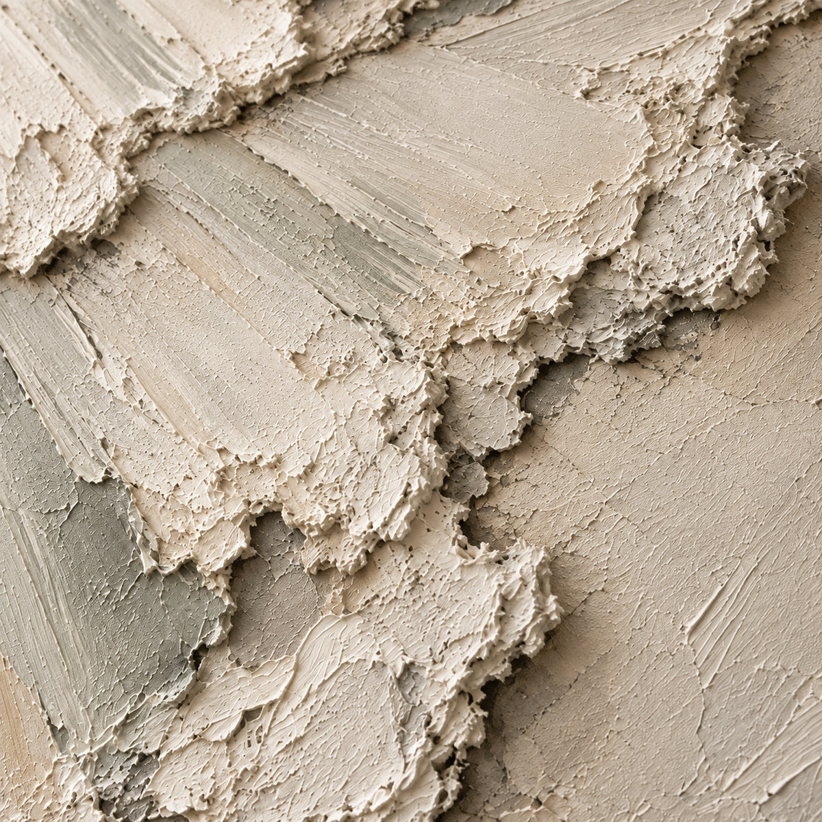 Limestone-Trace oil painting brushwork and impasto detail photographed from an oblique side angle