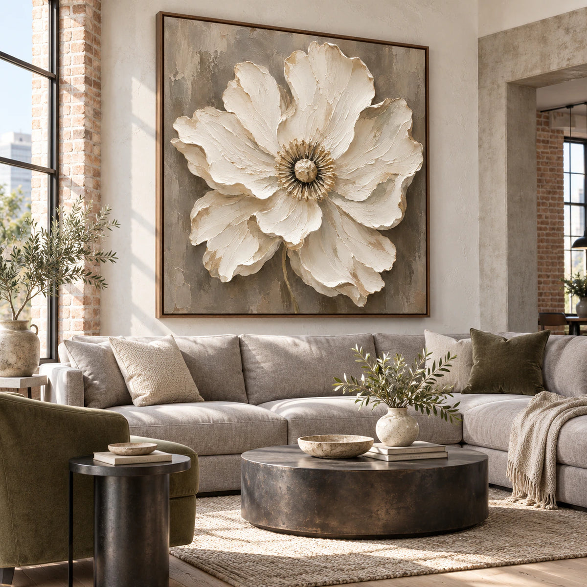 Linen-Opulence displayed at large scale in a bright living room.