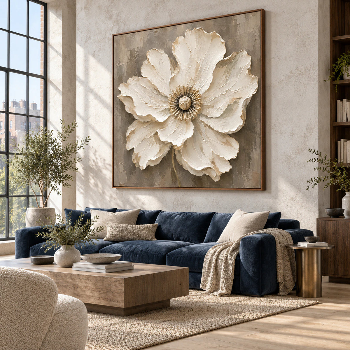 Linen-Opulence displayed at large scale in an expansive loft interior.