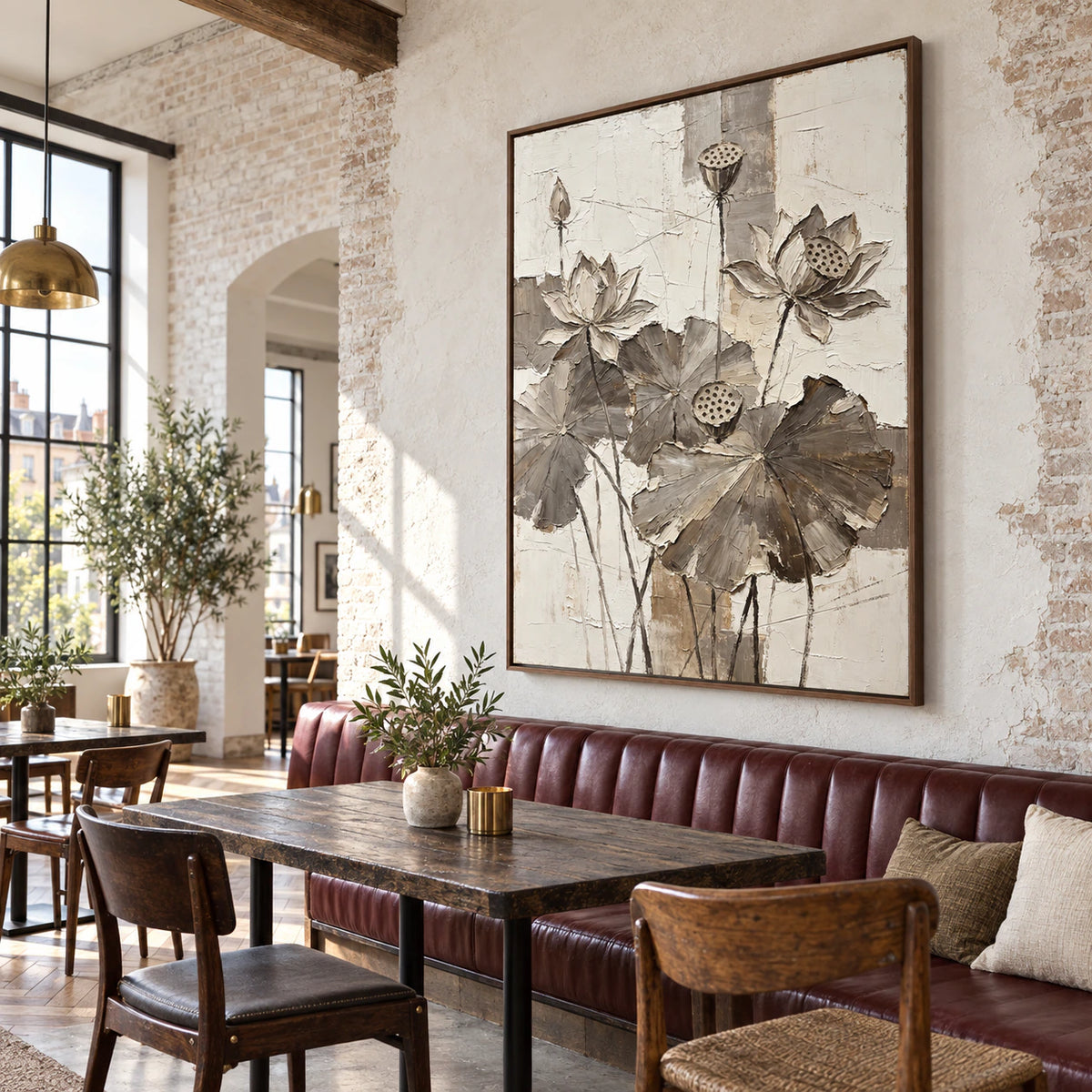 Lotus-Relief in an expansive daylight-filled hospitality loft.