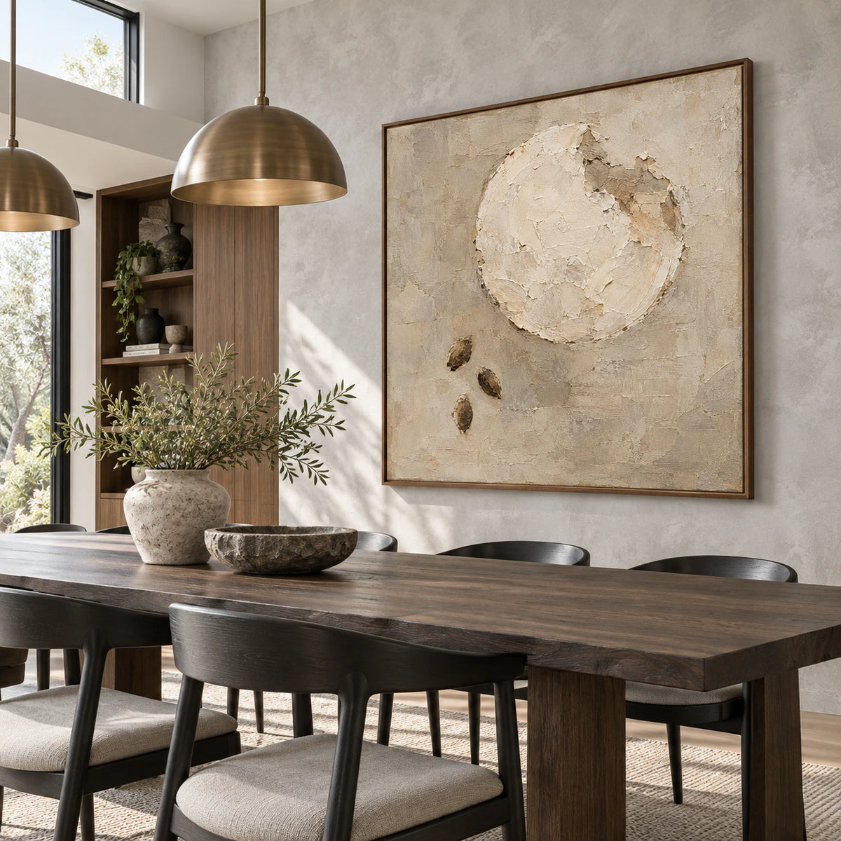 Lunar-Relief displayed prominently in a refined daylight dining room.