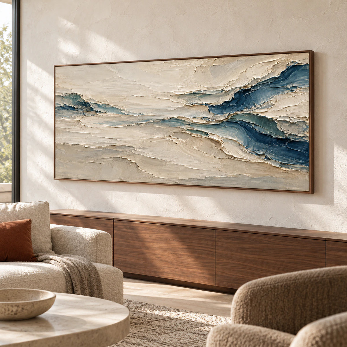 Marine-Fold commanding the wall of an expansive loft interior with natural daylight.