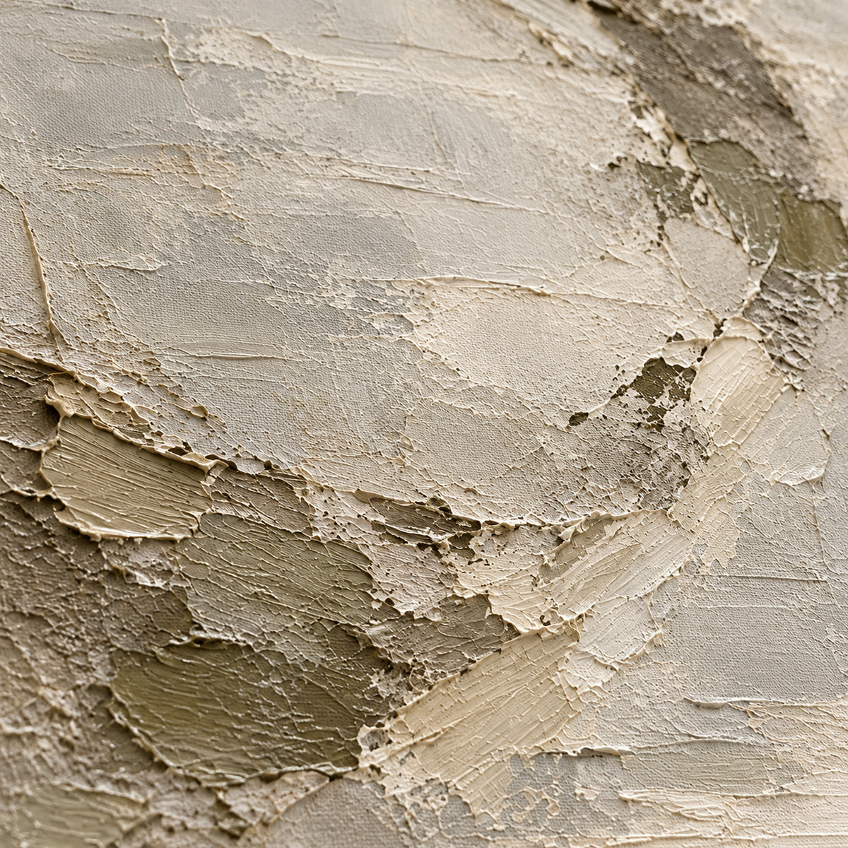 Marl-Halo oil painting brushwork and impasto detail photographed from an oblique side angle