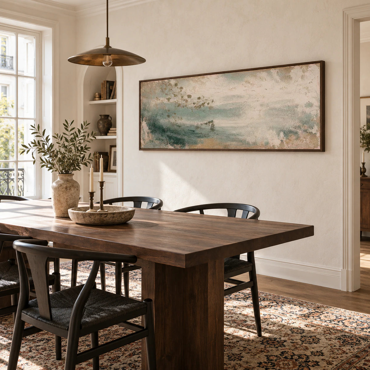 Mist-Drift displayed prominently in a refined daylight-filled dining room.