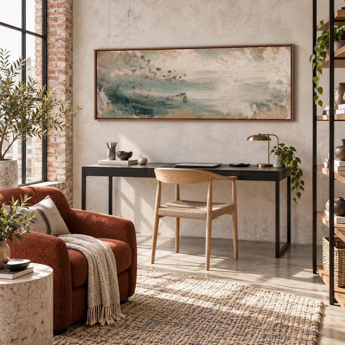 Mist-Drift displayed in an airy home office reading space with natural light.