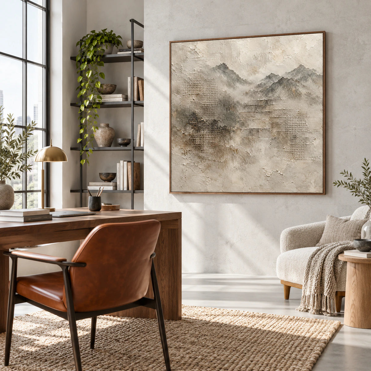 Mist-Relief in an airy reading and home-office space with natural daylight.