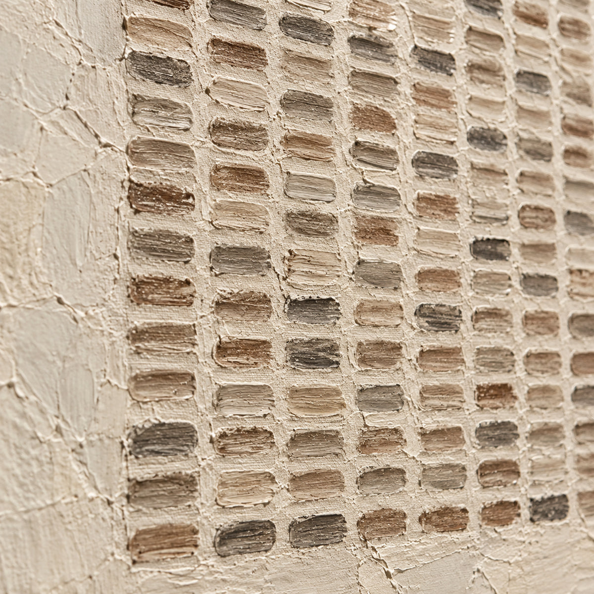Mortar-Register oil painting brushwork and impasto detail photographed from an oblique side angle
