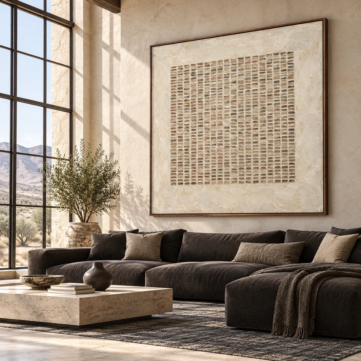 Mortar-Register as the central artwork in an expansive sunlit loft interior.
