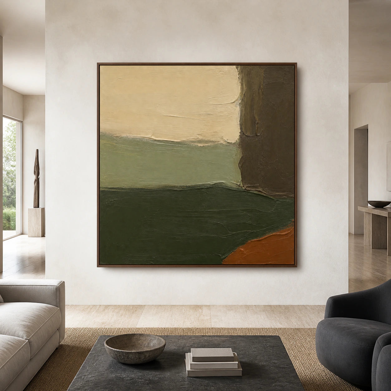Moss-Ember displayed at a large scale in a spacious architectural living room.