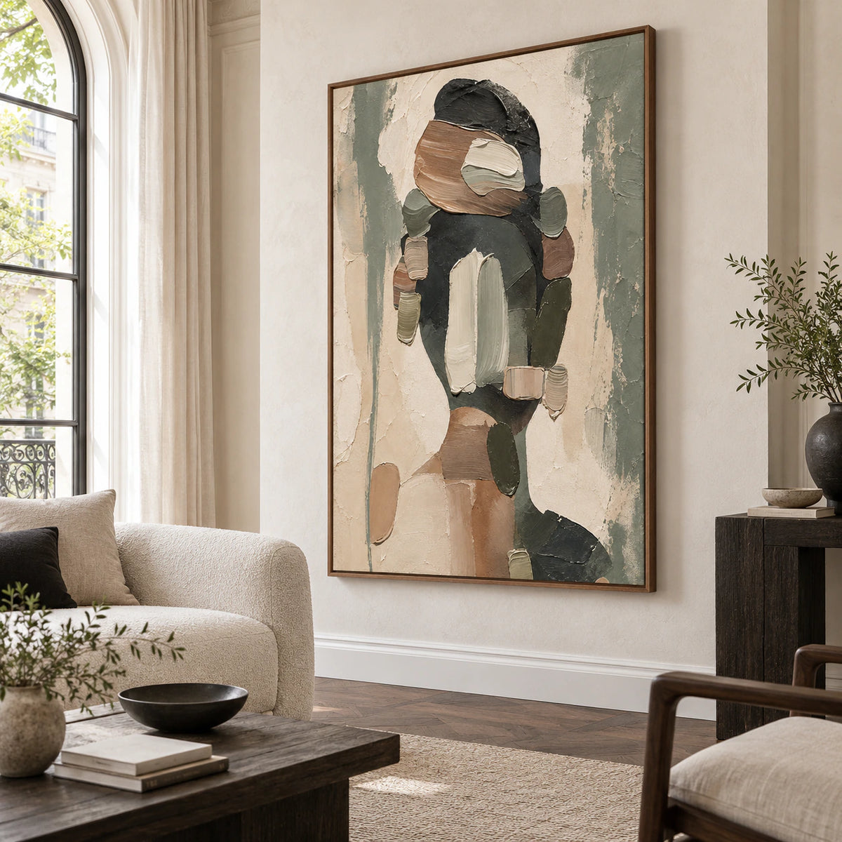 Moss-Relief as the focal artwork in a bright contemporary living room.