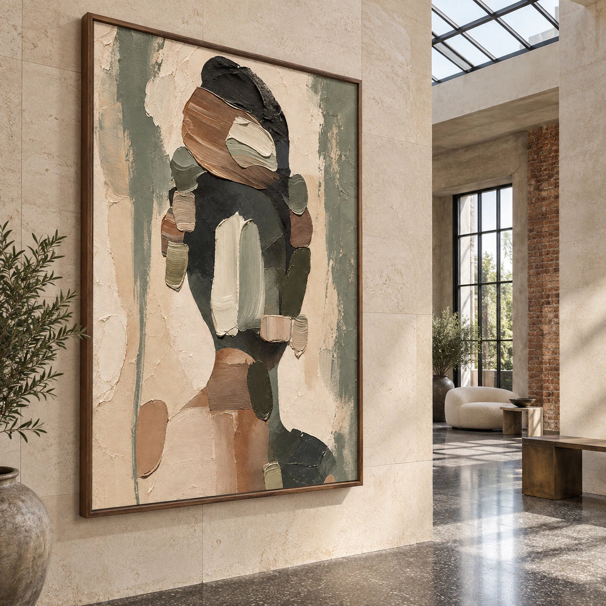 Moss-Relief installed at gallery scale in a sunlit foyer.