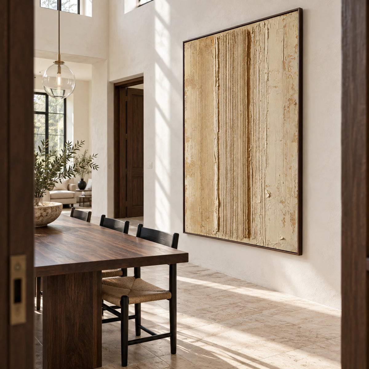 Ocher-Channel displayed prominently in a refined daylight-filled dining room.