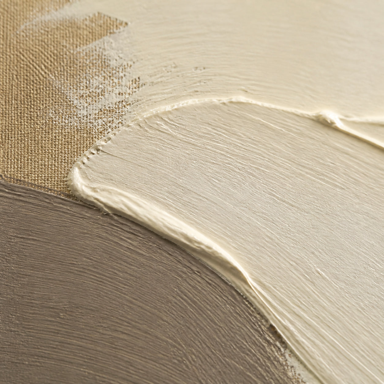 Ochre-Arc oil painting brushwork and impasto detail photographed from an oblique side angle