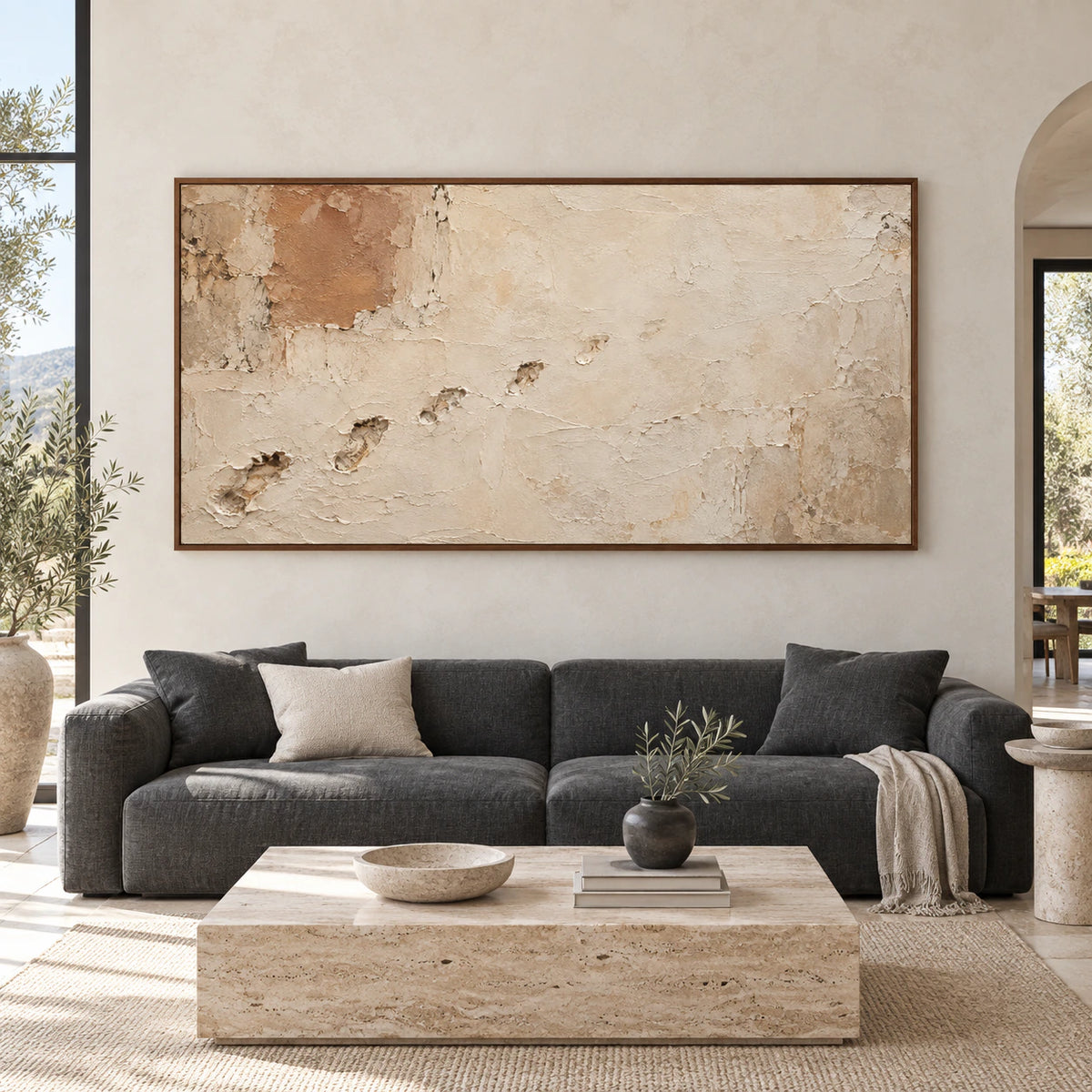 Ochre-Patina displayed at large scale in a bright architectural living space.