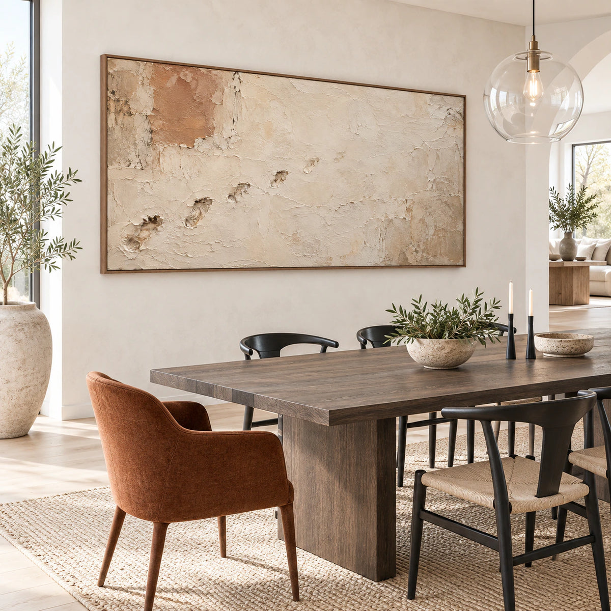 Ochre-Patina above a refined dining setting in natural daylight.