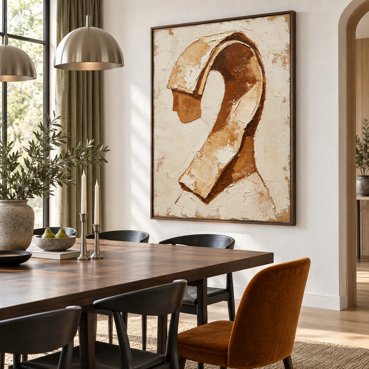 Ochre-Reverie in a refined daylight dining room.