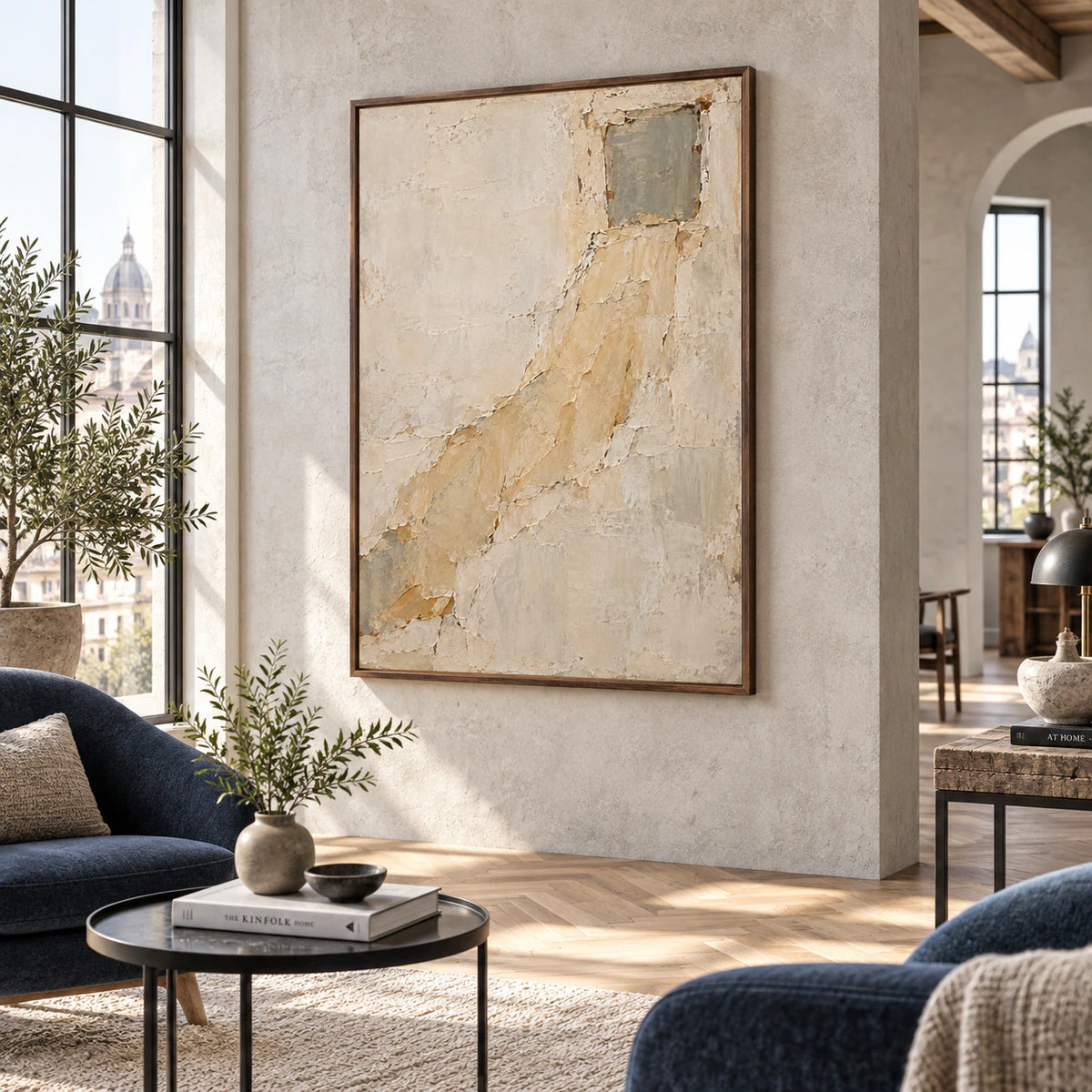 Ochre-Threshold featured prominently in an expansive daylight-filled loft interior.