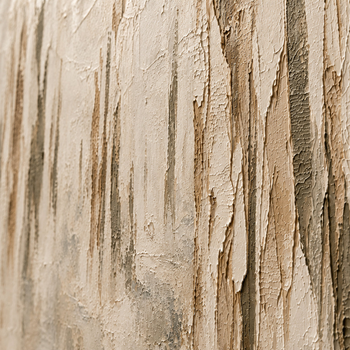 Ochre-Veil oil painting brushwork and impasto detail photographed from an oblique side angle