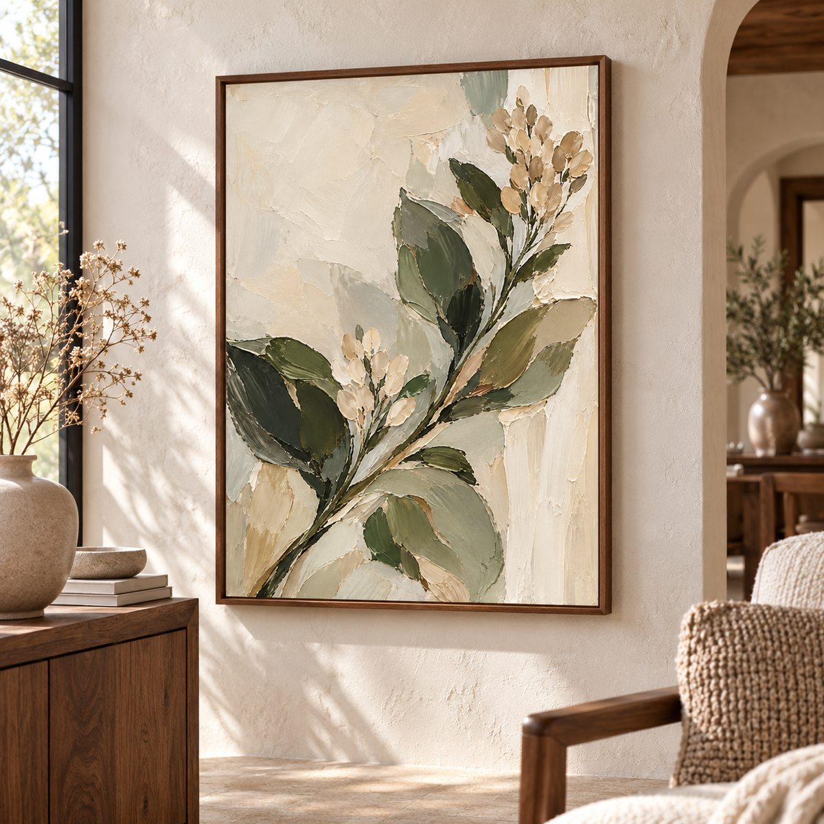 Olive-Bloom displayed at large scale in an expansive loft lounge with restrained furniture and generous daylight.