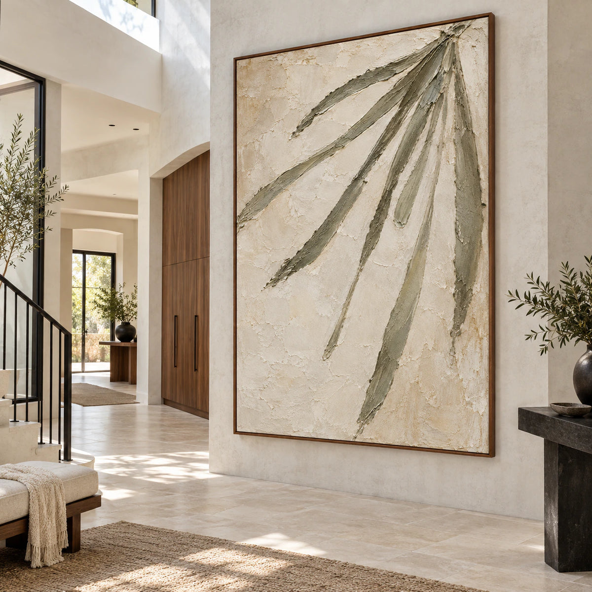 Olive-Frond presented at gallery scale in a bright architectural foyer.