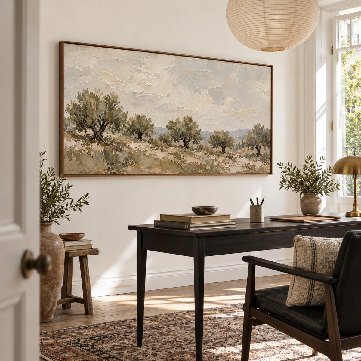 Olive-Quiet in an airy reading and home office space with natural daylight.