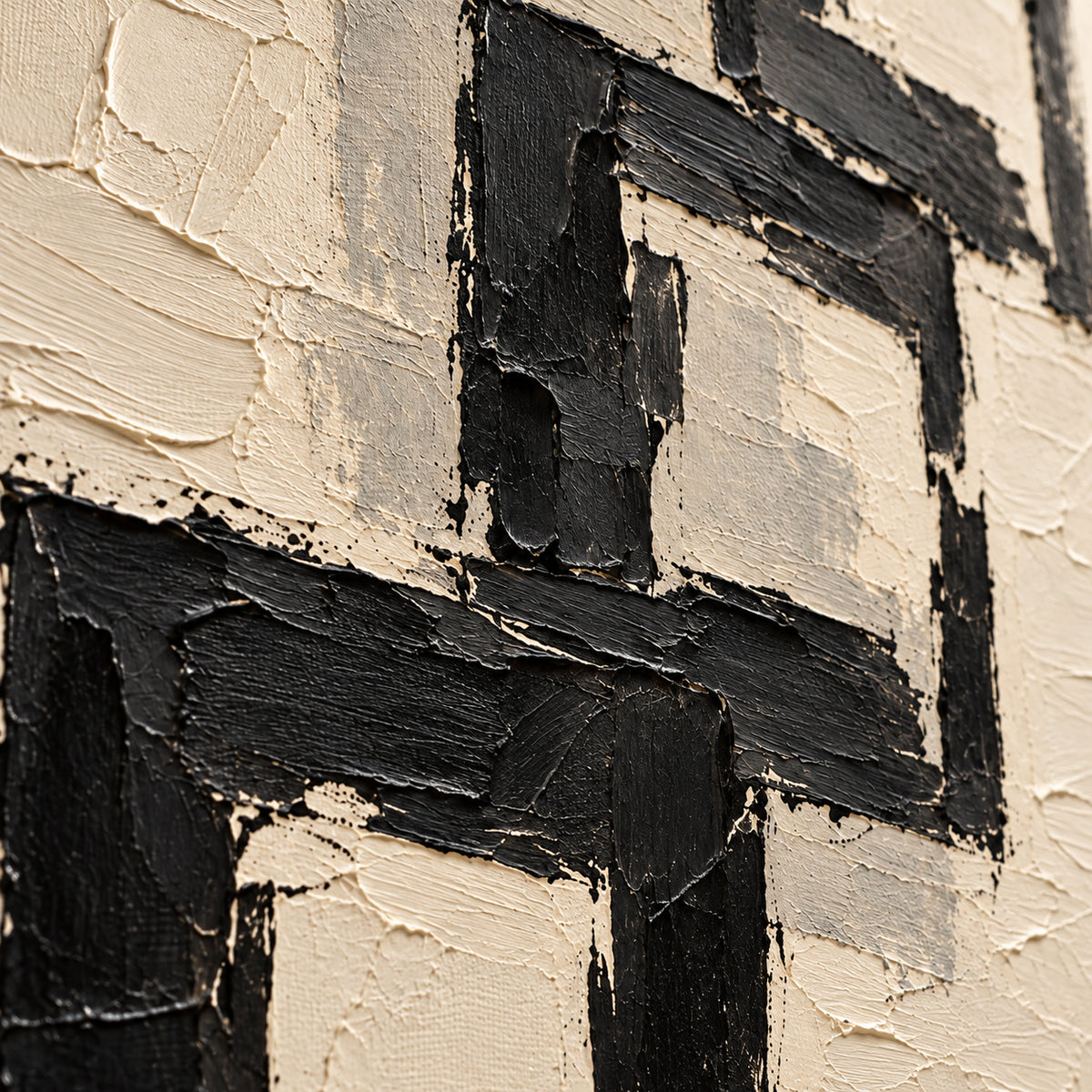 Onyx-Arcade oil painting brushwork and impasto detail photographed from an oblique side angle