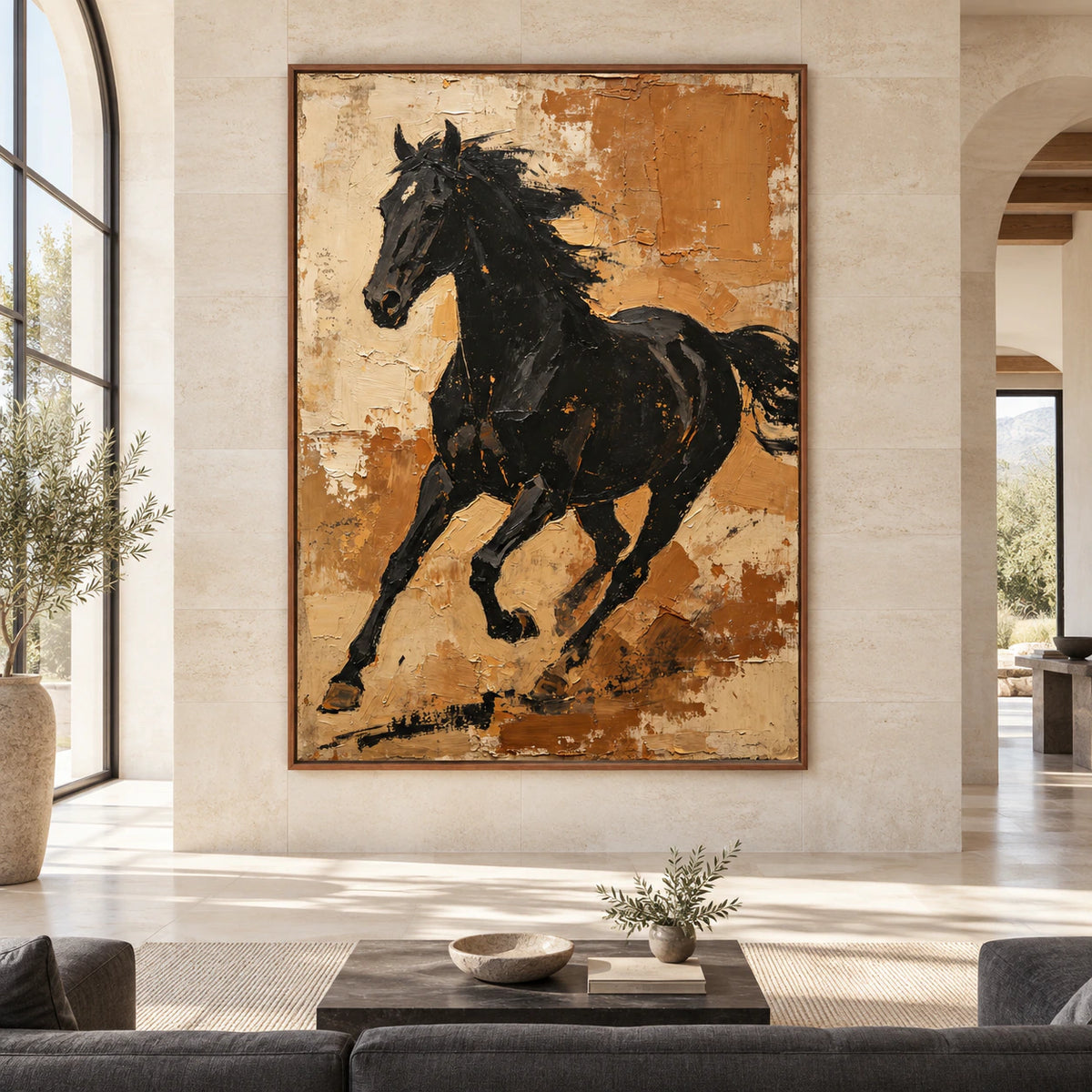 Onyx-Gallop displayed at large scale, straight-on in a bright expansive interior.