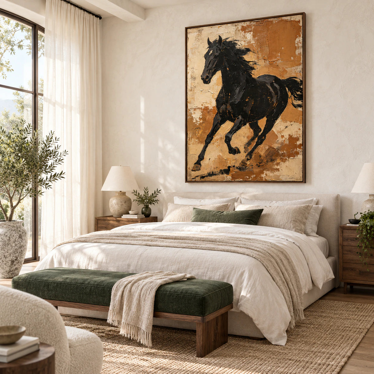 Onyx-Gallop bringing depth to a quiet, light-filled bedroom.