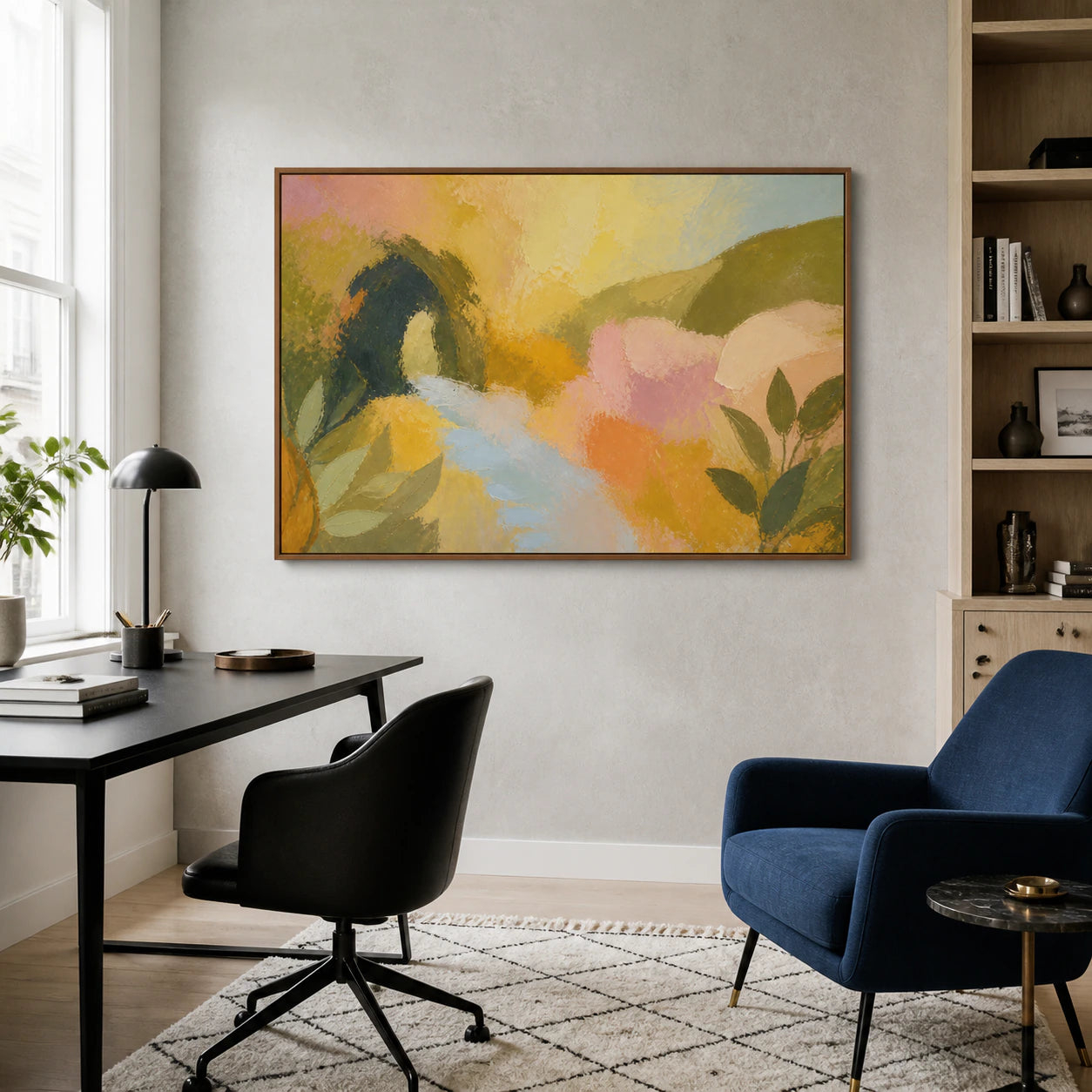 Orchard-Radiance featured in a bright home office reading space with natural light.