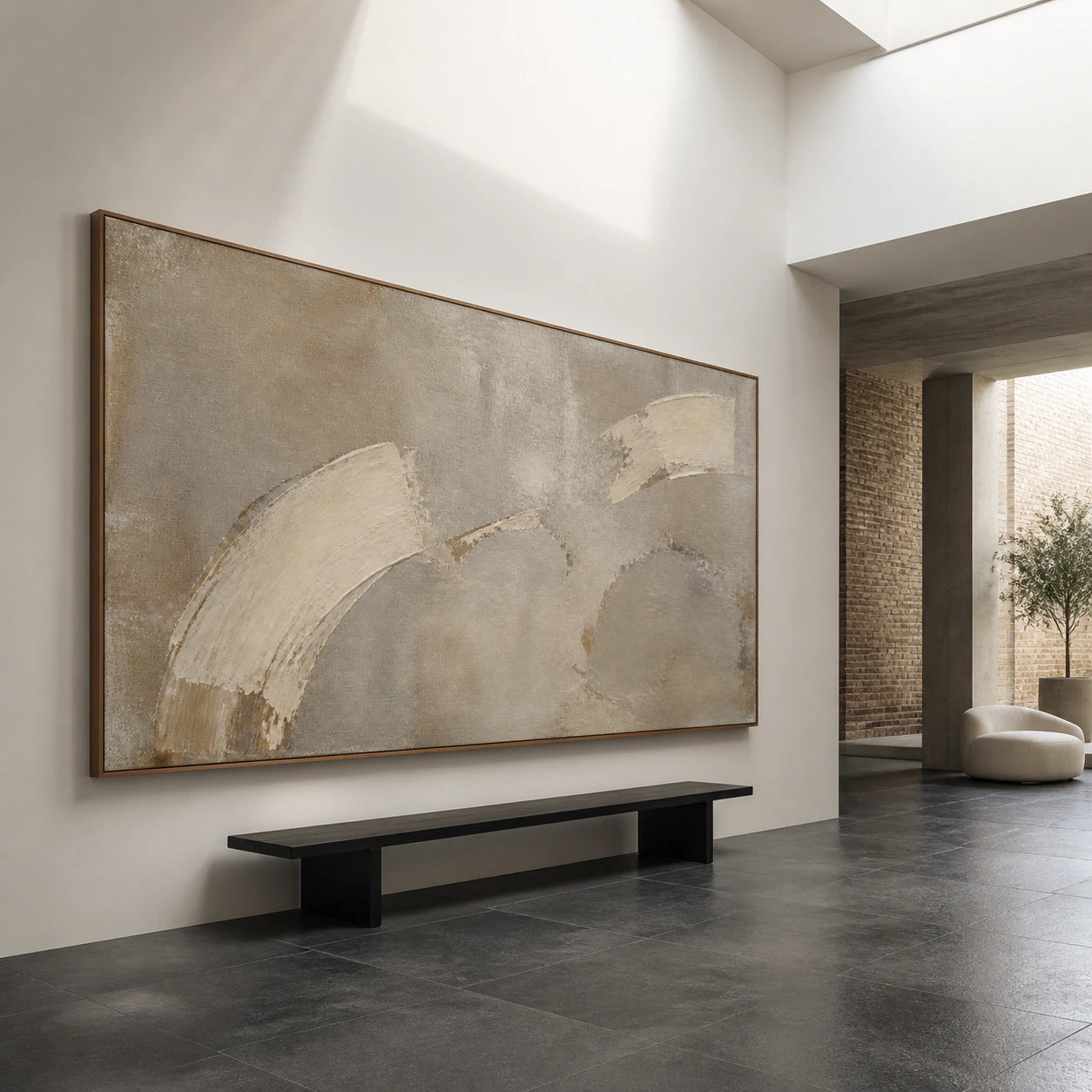 Pale-Arc presented at gallery scale in a bright, sculptural foyer.