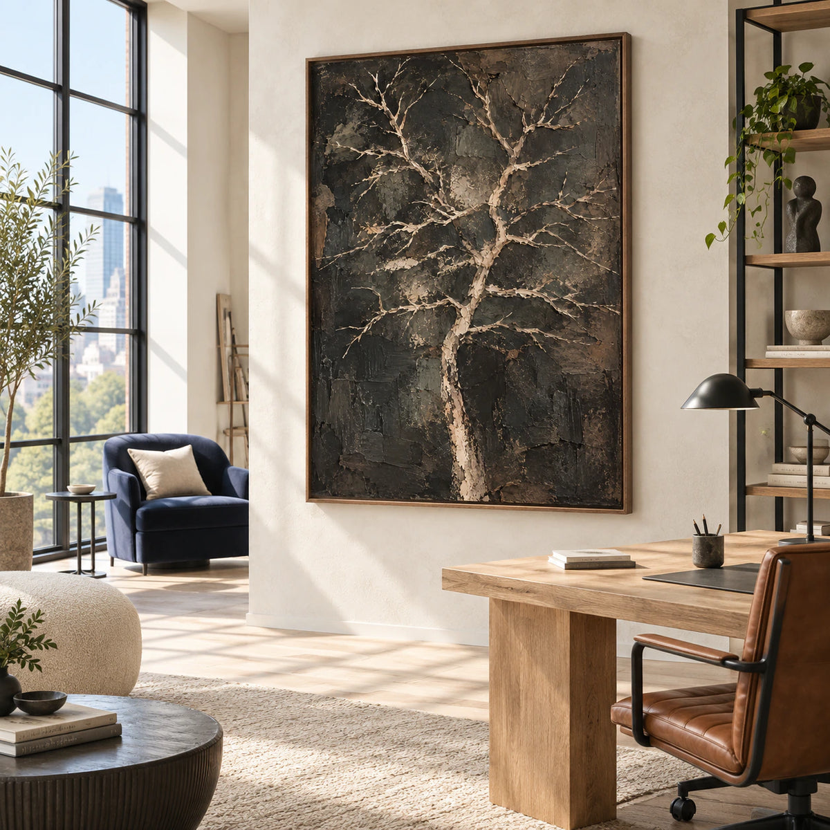 Pale-Branches displayed in an airy reading and home office space.