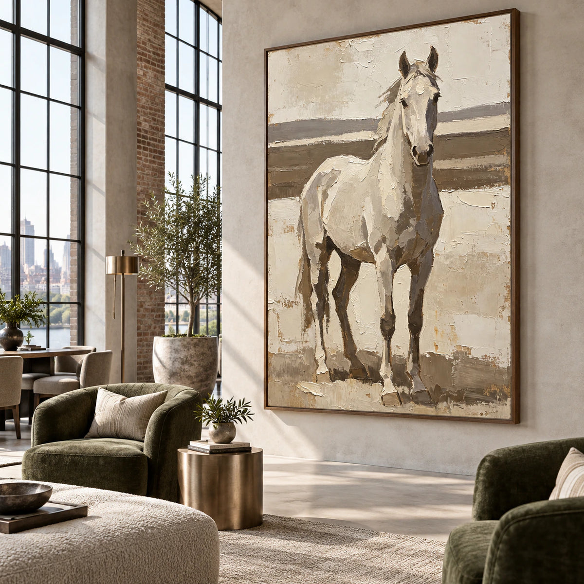 Pale-Canter anchoring an expansive daylight loft hospitality interior.