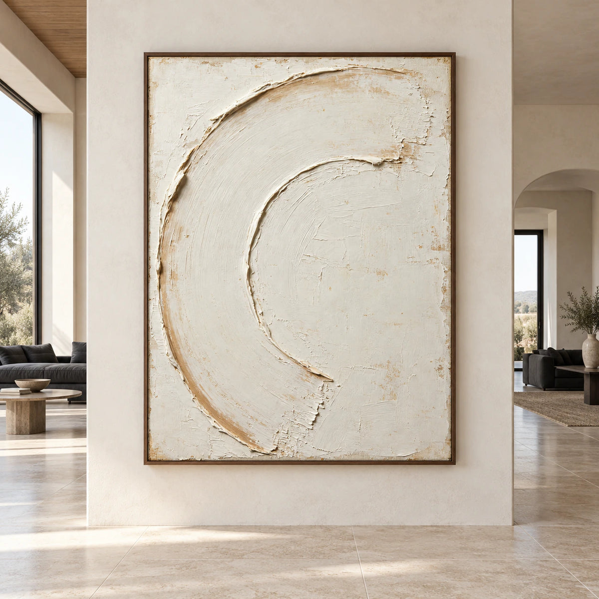 Pale-Crescent displayed at large scale straight-on in a bright architectural living space.