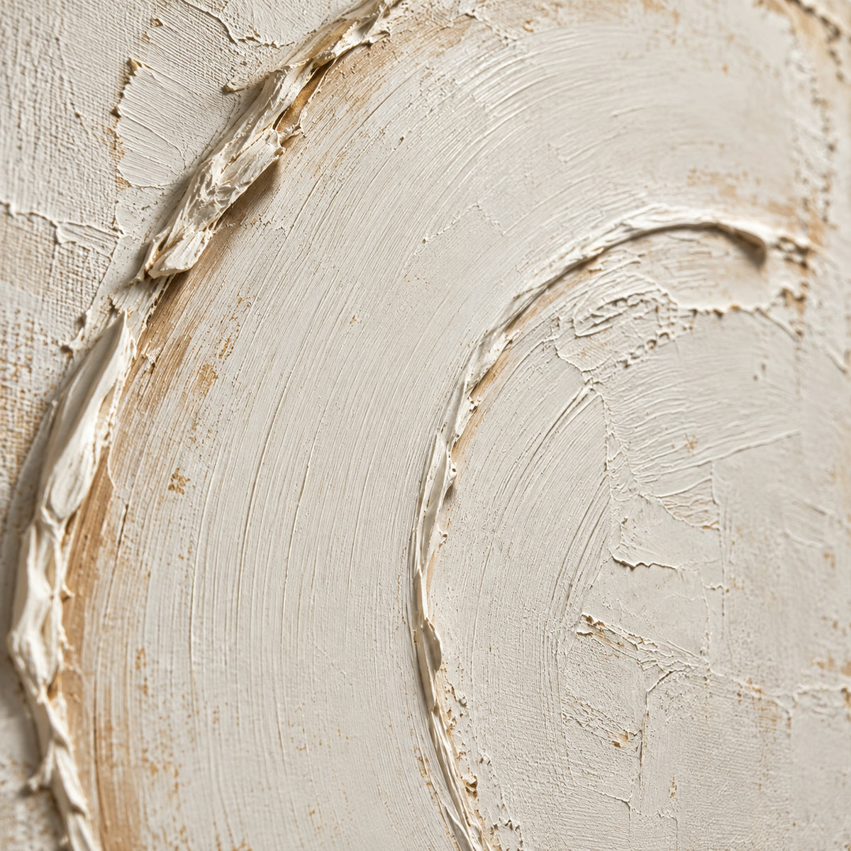 Pale-Crescent oil painting brushwork and impasto detail photographed from an oblique side angle