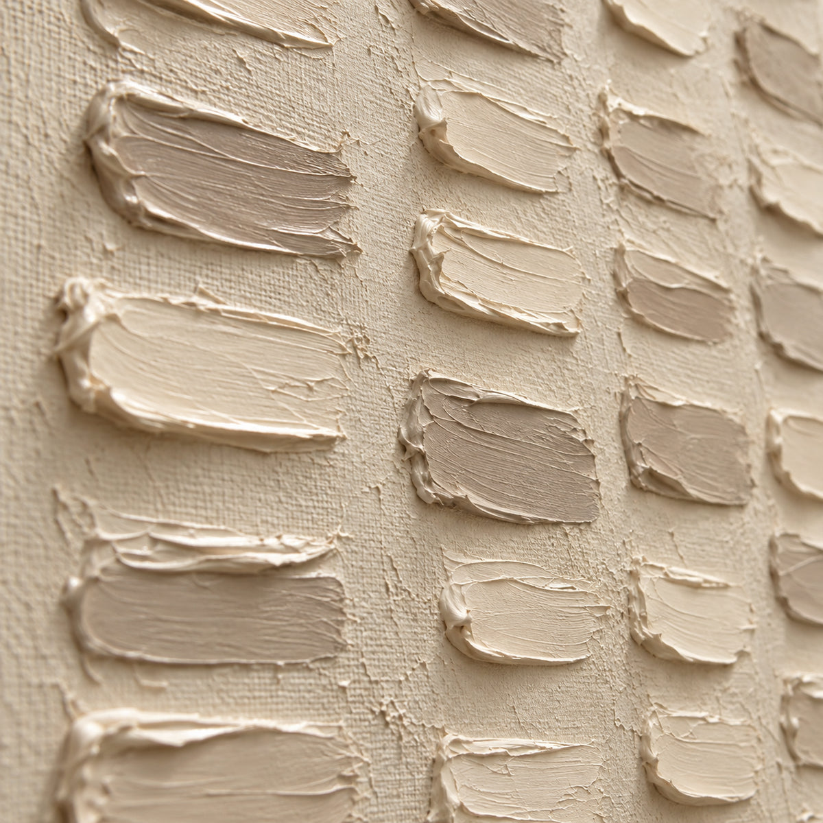 Pale-Register oil painting brushwork and impasto detail photographed from an oblique side angle