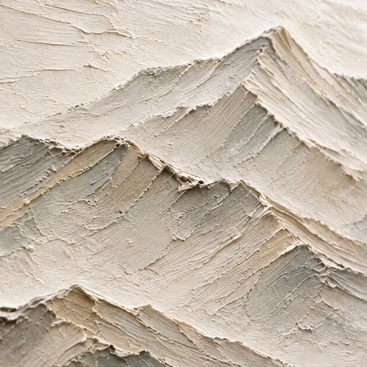 Pale-Ridges oil painting brushwork and impasto detail photographed from an oblique side angle