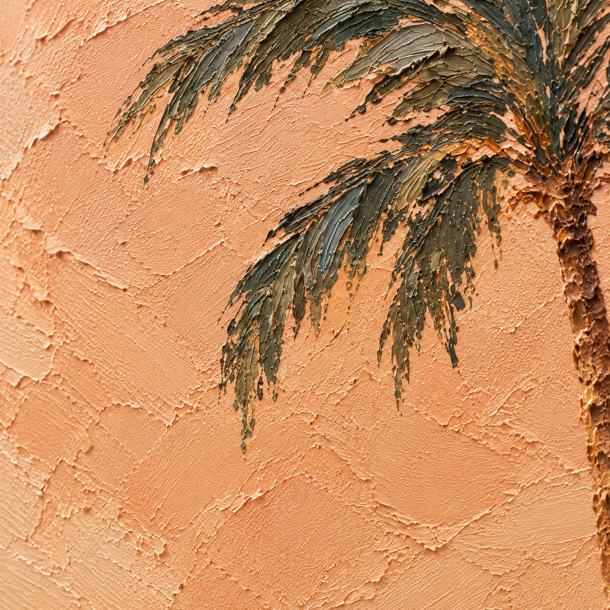 Palmetto-Passage oil painting brushwork and impasto detail photographed from an oblique side angle