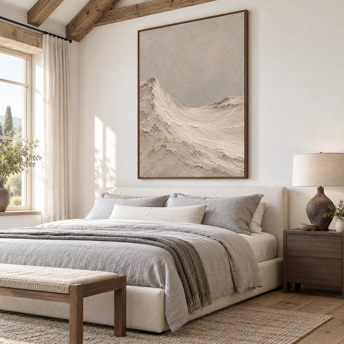 Parchment-Ridge bringing quiet texture to a calm neutral bedroom.