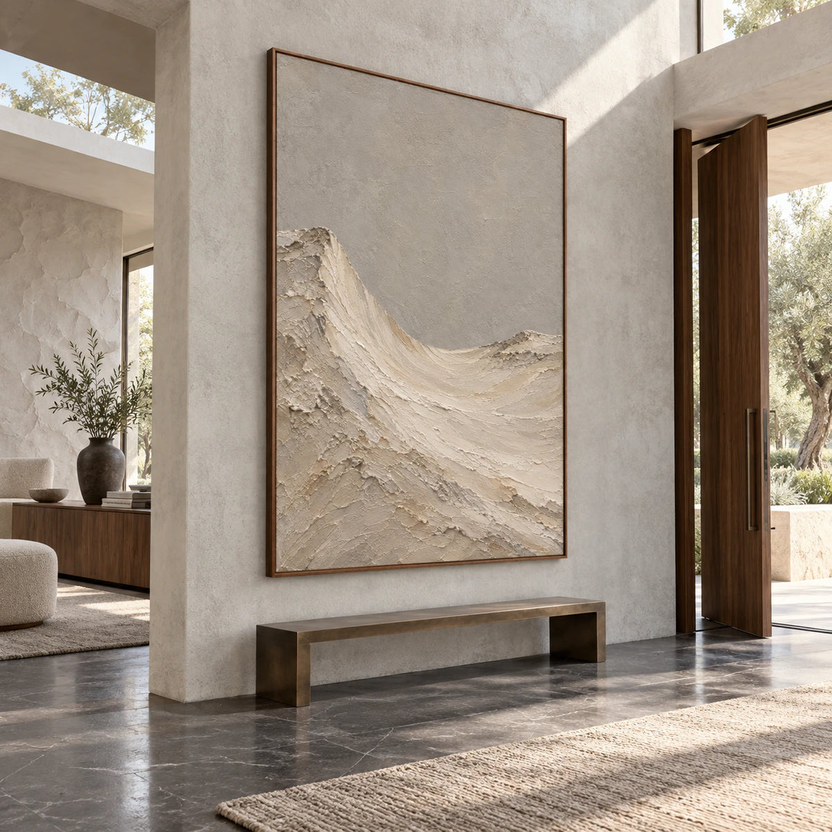 Parchment-Ridge displayed at gallery scale in a sunlit foyer.
