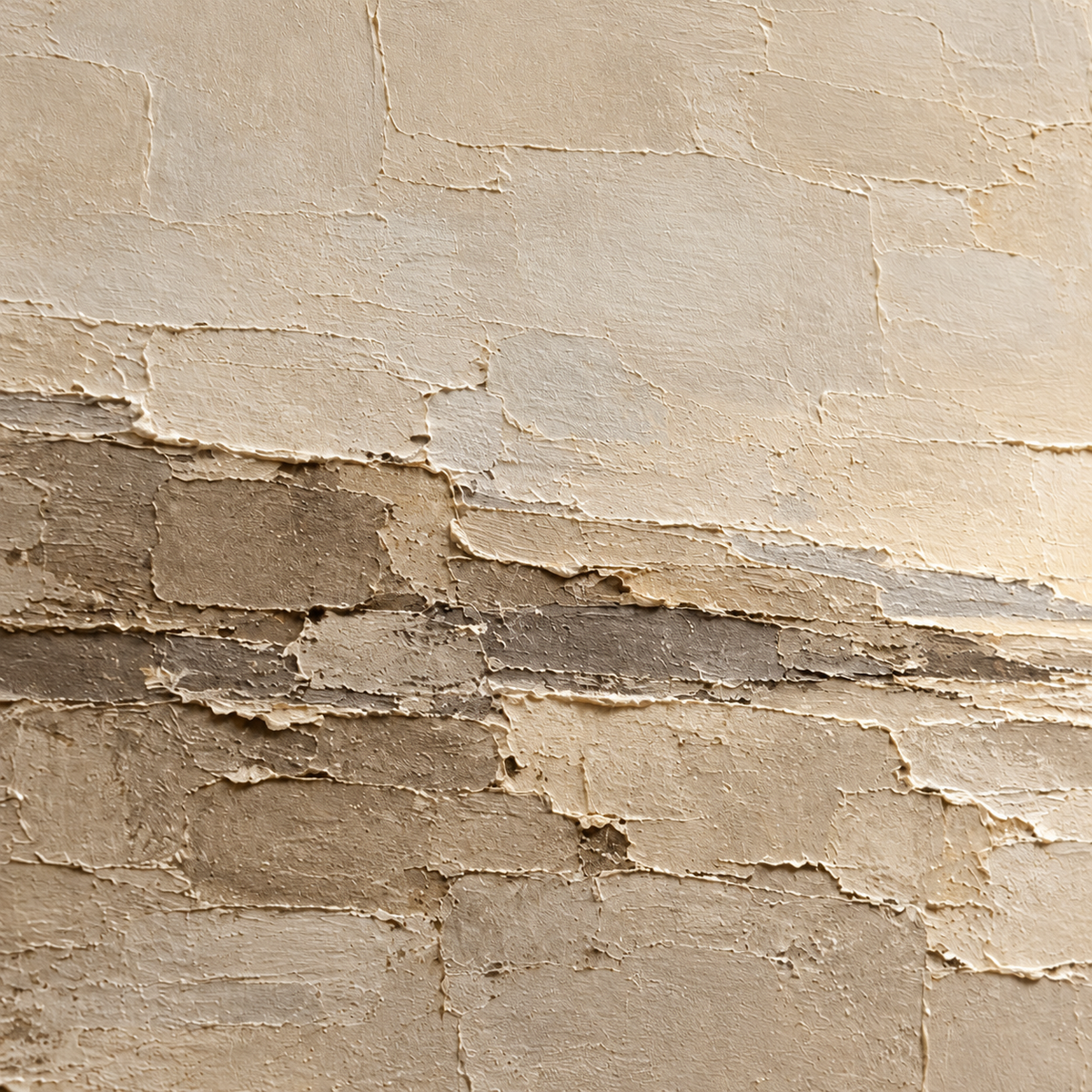 Parchment-Shoal oil painting brushwork and impasto detail photographed from an oblique side angle
