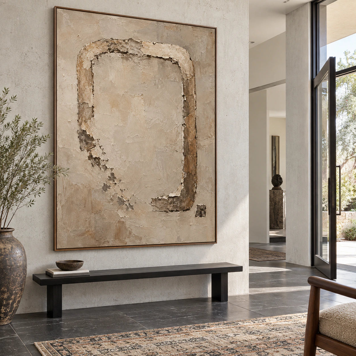 Patina-Portal at gallery scale in a sunlit foyer.