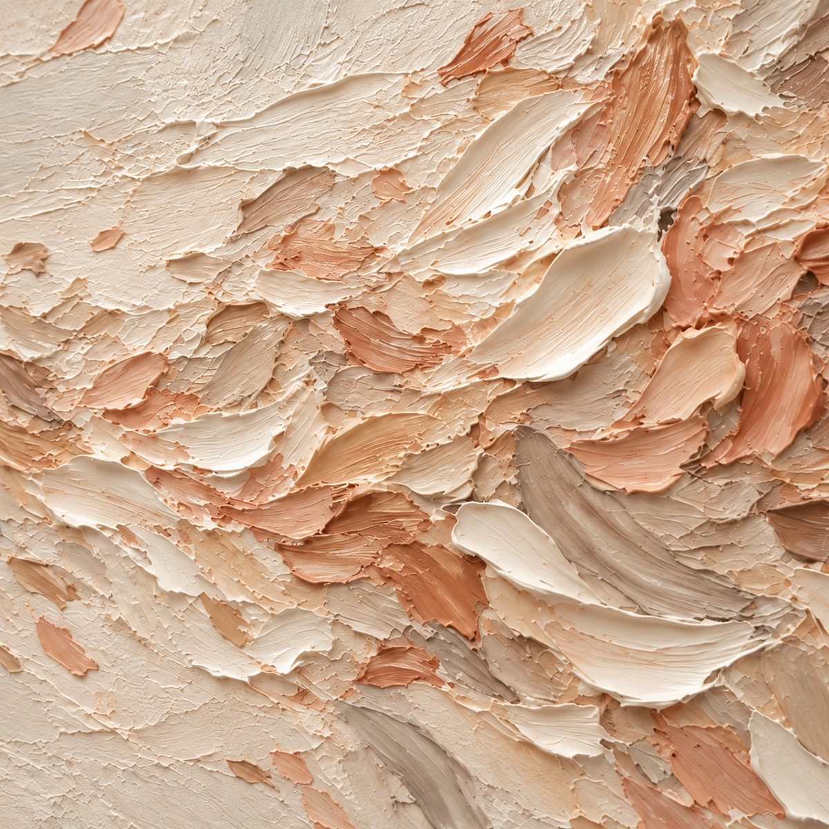 Peach-Veil oil painting brushwork and impasto detail photographed from an oblique side angle