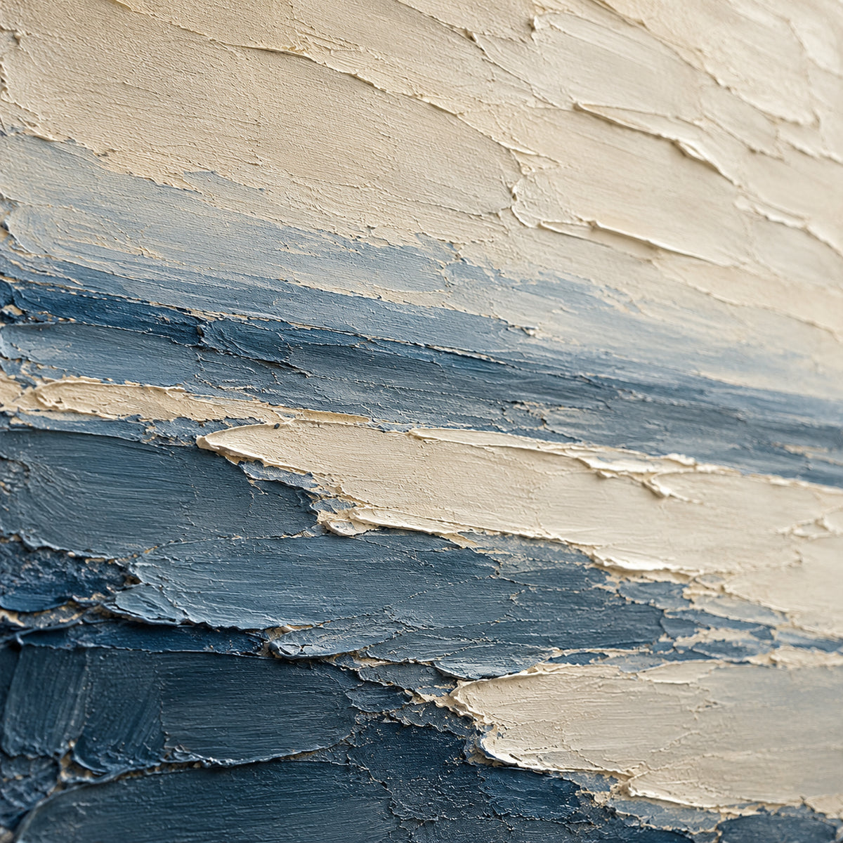Pelagic-Quiet oil painting brushwork and impasto detail photographed from an oblique side angle